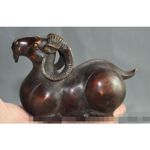 Free shipping S00062 4" chinese pure bronze animal zodiac sheep goat ram statue Sculpture Decoration
