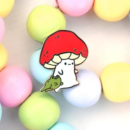 New Arrival Cartoon Mashroom Frog Enamel Brooch Cute Aloy Trinket Jewelry for Party Birthday Decoration