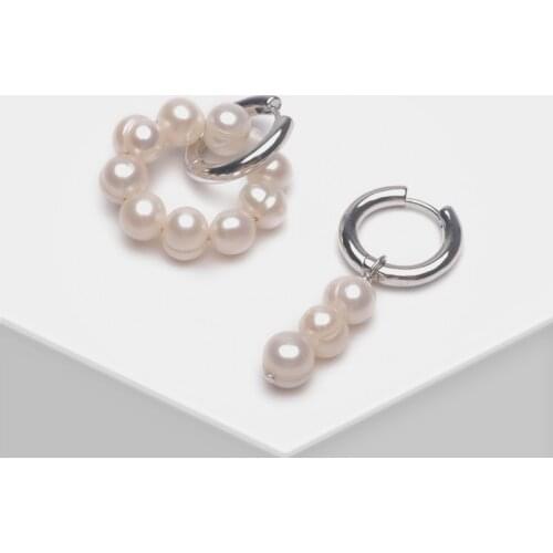Amorita boutique Exaggerated natural pearls mixed with drop earrings