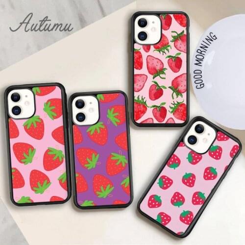 Strawberries Phone Case for iPhone 11 12 Pro Max mini X XR XS SE 2020 5 6S 7 8 Plus Samsung Galaxy S8 S9 S10 Cover shell