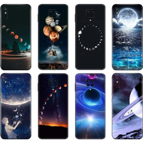 Black tpu Case For Xiaomi Redmi 7A 8 8A 9 9A 9C Case Redmi Note 8T 8 Pro T Note 9 9S 9 Pro Case Sky Space Moon stars Luxury