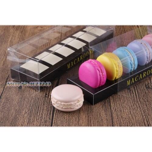 Clean Macaron Bakery Food Package Box Wedding Favor Party Gift Craft Macaron Cake Paper Boxes With Clear PVC Window 50pcs /lot