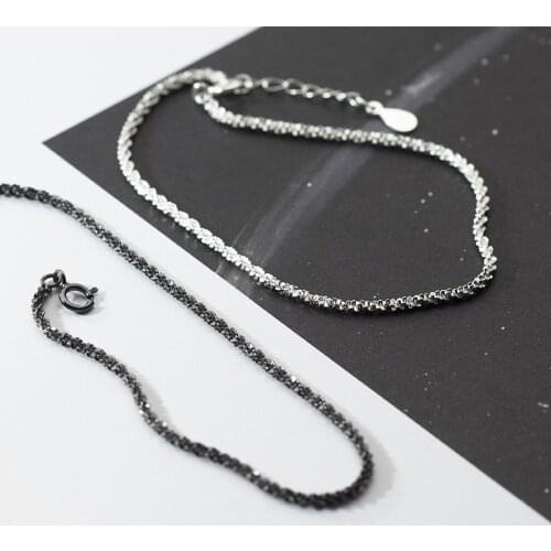 COLUSIWEI New Arrive 925 Sterling Silver Black Starlight Chain Bracelet for Women Fashion Korea Style Naked Chain Fine Jewelry