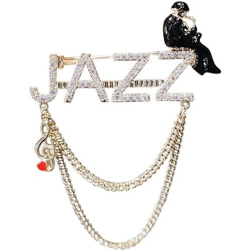 European and American personality jazz brooch female ins tide niche tassel pin collar pin anti-glare buckle western accessories