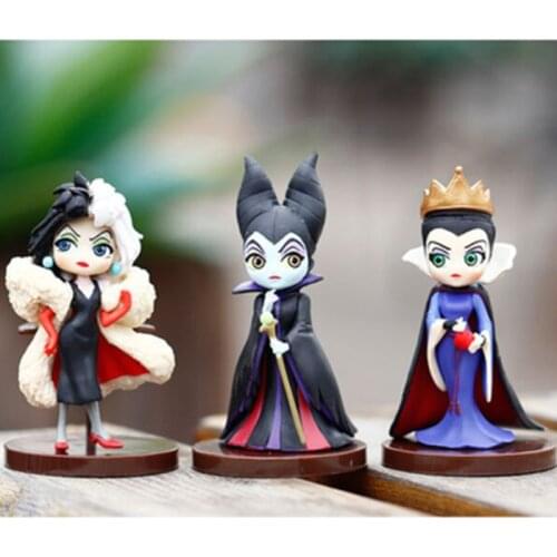 8-9cm 3pcs/Lot Q Posket Characters Disney Princess Evil Queen Villains Witch PVC Action Figures Toys Model Doll