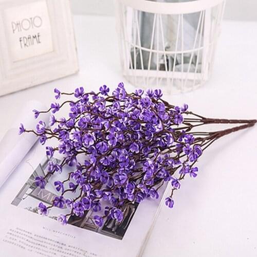 Artificial PLastic Wintersweet Flower Decor Silk Flowers Home Romantic Wedding Backdrop Decor 2Pcs