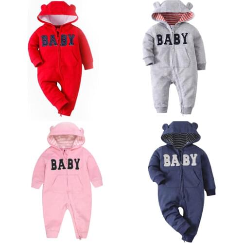 Infant Hooded Romper Baby Kids Zipper Jumpsuit Newborn Cotton Cartoon Clothes Autumn New Bodysuit Toddler Girls Animal Rompers