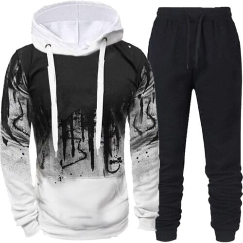 Spring Autumn Men Tracksuits Sets Long Sleeve Hoodie+Jogging Trousers 2 Piece Fitness Running Suits Sportswear Casual Clothing