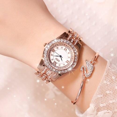 Hot Sale Diamond Rose Gold Watch Fashion Strip Ladies Watch Waterproof Drill Quartz Watch