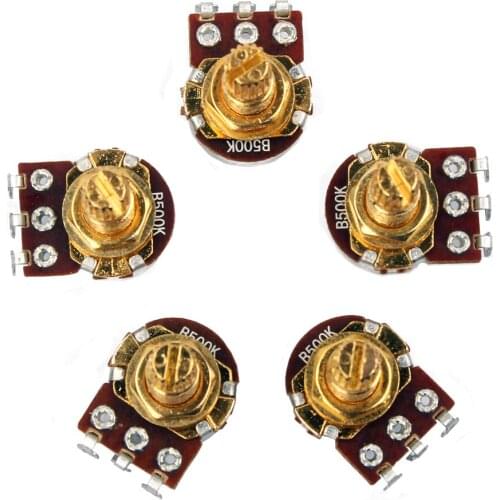 Pack of 5 pcs A500k Ohm Audio Mini Pots Golden Potentiometer For Electric Guitar