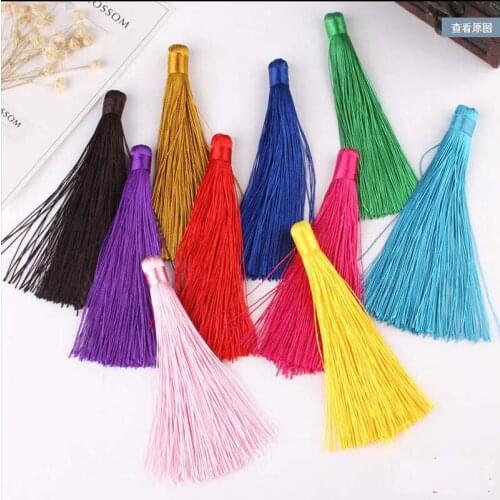 Cheap 20pcs 12cm Mixed Cotton Silk Tassels Earrings Charm Pendant Satin Tassel for DIY Jewelry Making Findings Wedding Materials
