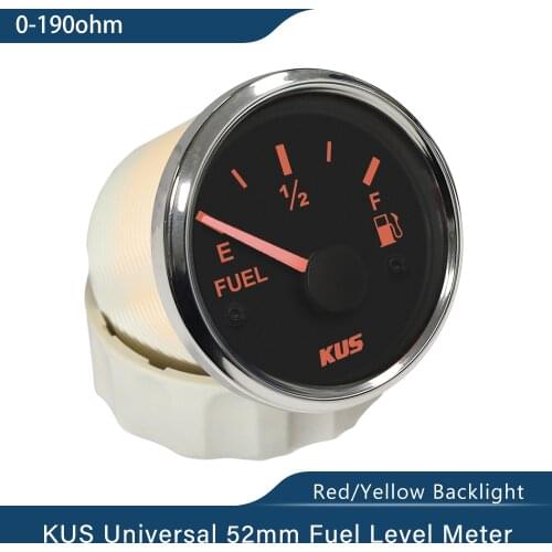New 0-190ohm Signal KUS Fuel Gauge Boat Oil Tank Level Indicator Empty Full 12/24V With Red and Yellow available Backlight