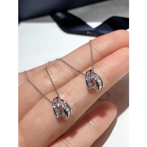 Charm Choker Diamond Pendant 100% Real 925 Sterling Silver Wedding Pendants Necklace For Women Bridal Party Jewelry