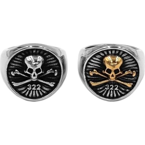 Wholesale Skull and Bones Biker Ring Stainless Steel Jewelry Vintage the Order of Death Mens Rings SWR0872A
