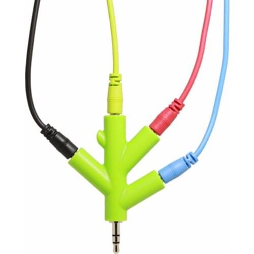 Music Sharer 3.5mm HUB 4-Ports Aux Audio Spliter Multi Headphone Earphone Adapter Converter Random Color