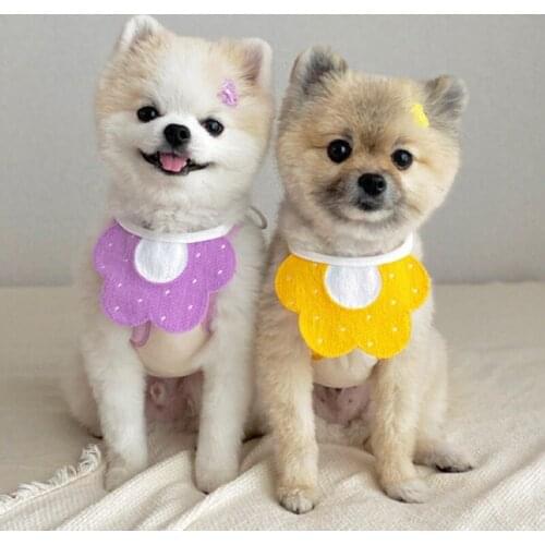 Pet Saliva Towels Flower Beef Pattern Pet Bandana Cat Puppy Kerchief Grooming Accessories Pet Neckerchief Scarf Dog Saliva Towel