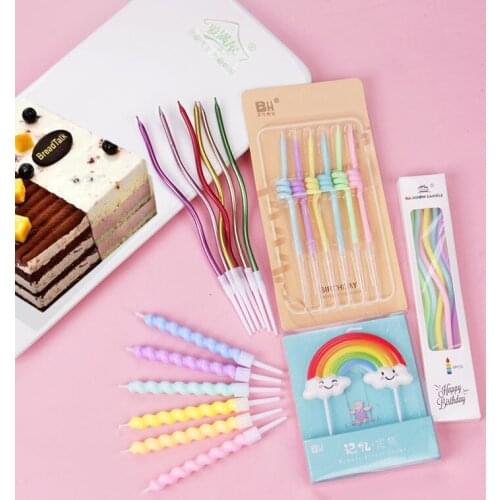 Colorful Birthday Party Supplies Wedding Cake Candles Safe Flames Dessert Decoration Smokeless Candle Kids Birthday Cake Decor