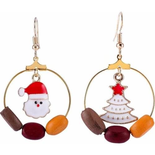 Christmas gifts Christmas tree elderly asymmetric earrings explosions creative tassel earrings women