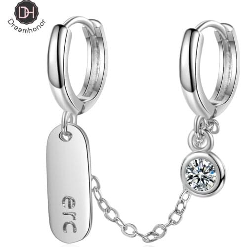 Dreamhonor Fashion 925 Sterling Silver Double Pierced Ear Buckle Square Clip Earrings Jewelry For Women Gift Accessory