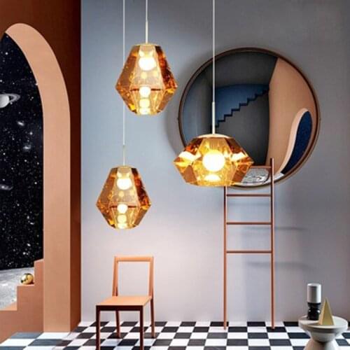 Modern Diamond LED Pendant Lights Art Home Decor Light Fixture Living Room Restaurant Bedroom Pendant Lamp Kitchen Hanging Lamp