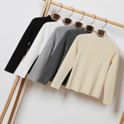 Queechalle New 2021 Autumn Knitted pullover sweater for women solid long sleeve slim womens turtleneck sweater ladys clothes