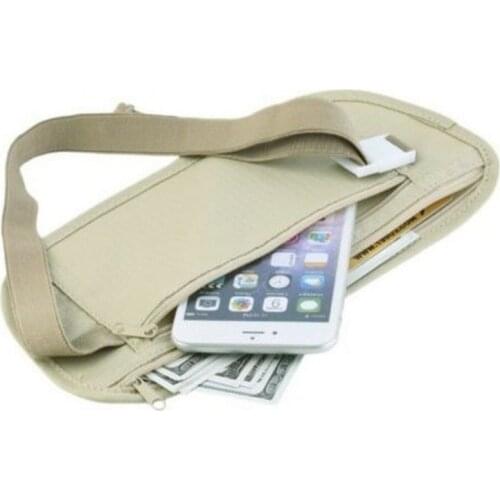 Thin Profile Money Belt Secure Travel Money Belt Undercover Hidden Blocking Travel Wallet Anti-Theft Passport Pouch Fanny Pack
