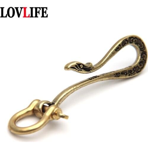 Vintage Brass Eagle U Shaped Hook Car Key Chains Accessories DIY Jewelry Handmade EDC Metal Keyholder Creative Keyrings Gifts