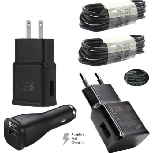 Mobile Phone Charger for Samsung S8 EU US Plug Charging Head Cable Fast Adaptive Car Charger for Smart phone