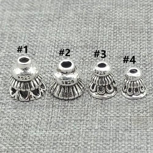 10 Pieces Sterling Silver Bead Caps Spacer for Bracelet
