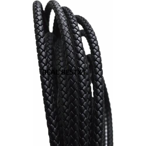 2m/lot approx 6mm Black Braided fiber Leather Bracelet Findings ound Leather Cord String Rope DIY Necklace Bracelet Making cords