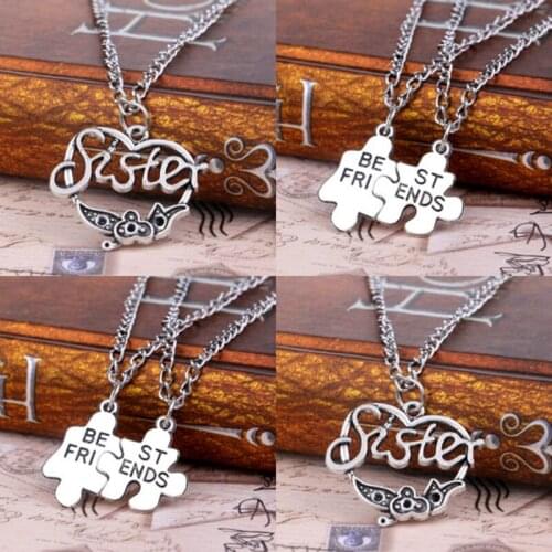 2PC/1PC Best Friend Sister Best Friend Family Love Pendant Necklace Hot Fashion Charm Puzzle BFF Women Men Jewelry Necklaces