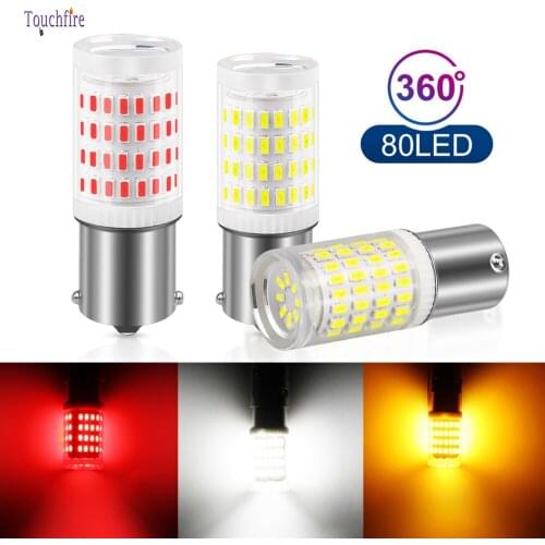 2PCS 1156 P21W PY21W 1157 BAY15D LED Canbus Car Bulb Turn Signal Amber Light 3014-80smd With Lens Indicator Auto Lamp DC 12-24V