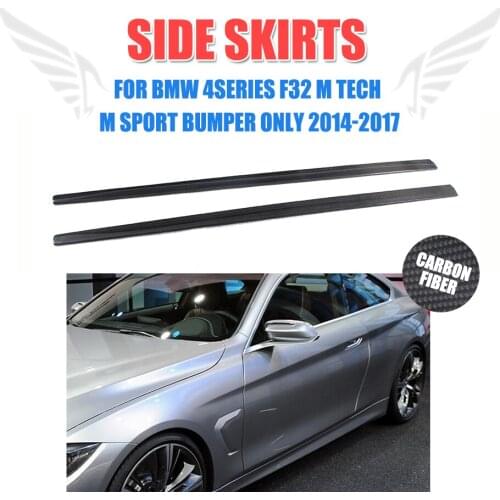 2PCS/Set Carbon Fiber Side Skirts Trims Lip Aprons For BMW 4 series F32 M Tech M Sport Bumper Only 2014-2017