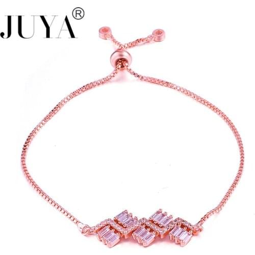 2018 Summer NEW Simple Crystal Bracelets Womens Jewelry Gold Rose Gold Adjustable Slider Chain Bracelet armbandjes