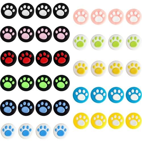 4x Cat Paw Thumb Grips Replacement for Nintendo Switch Controller Silicone 3D Analog Stick Thumbstick Protective Caps