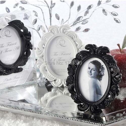 50pcs/Lot Victorian Style White&Black Baroque Picture/Photo Frame Place Card Holder Wedding&Bridal Shower Favors #JD57