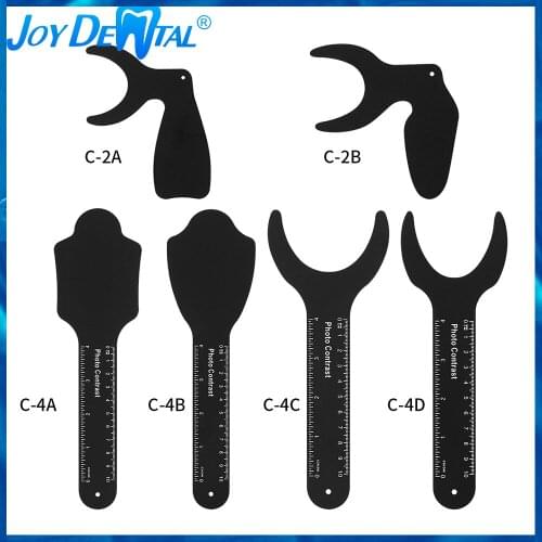 6pcs Dental Orthodontic Black Background Photo Image Contrast Board Oral Cheek Plate Kit with Scale Mark Autoclavable