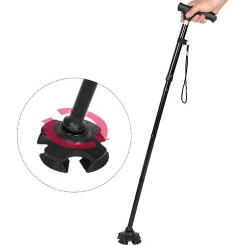 80% Hot Sale Aluminium Alloy Folding Multifunctional Crutches Walking Cane with LED Light