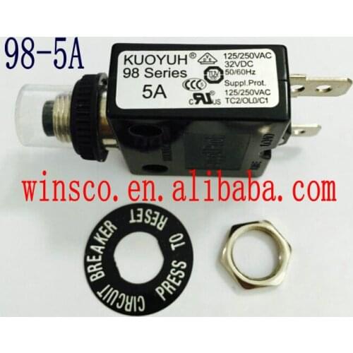 98-5A Waterproof cap 100% NEW KUOYUH CIRCUIT BREAKER 98 SERIES 5A 10PCS/LOT