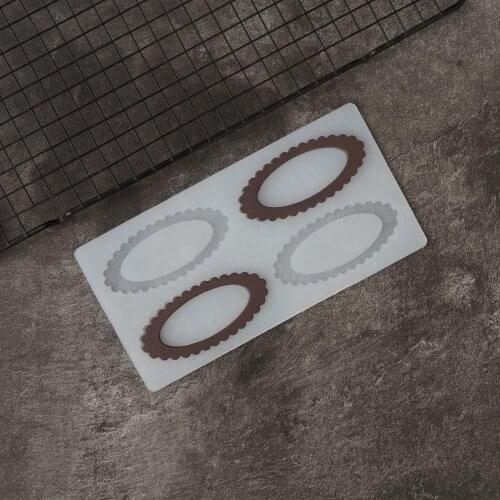 Hollow Out Oval Shape Chocolate Stencil Cake Decorating Silicone Mold Transfer Sheet Wavy Edge Ellipse Chablon