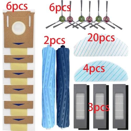 For ECOVACS T9AIVI / AIVI+ Rubber Roller Main Brush HEPA Filter Side Brush Mop Cloth Charger Dustbin Dustbag