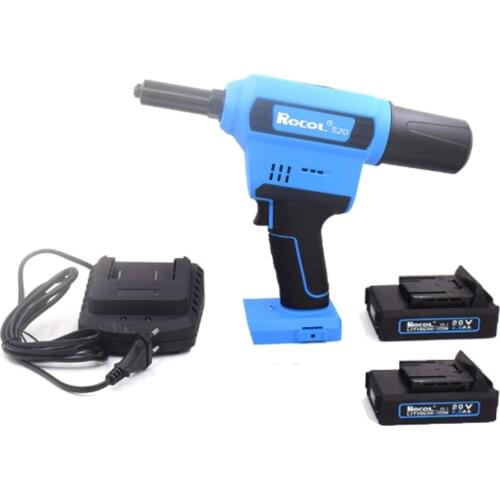 Electric Rivet Gun Power Riveting Tool Automatic Blind Riveter Nut Gun 1/4" Capacity Steel Aluminum Rivet Charger 2X Battery