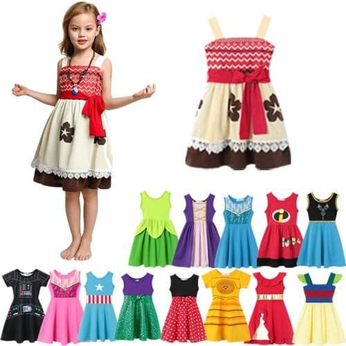Elza Ana Girls Princess Dresses Fashion Cosplay Make Up Party Vestidos Cute Children Kids Birthday Gift Baby Costume Carnival