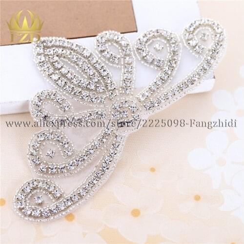 FANGZHIDI 30 Pieces Handmade Hot Fix Sew On glass Stones crystal glass silver rhinestone applique for Garment white dress