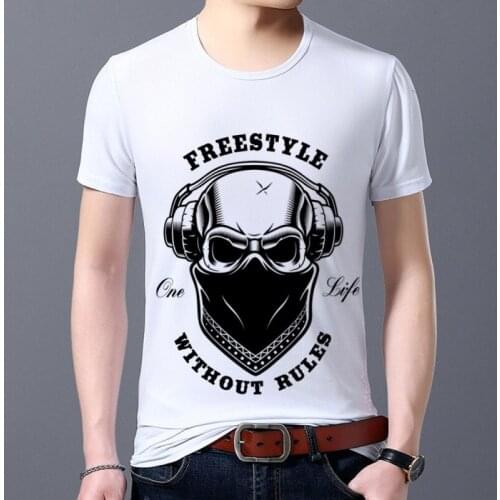 Mens T-shirts Summer Black All-match Print Tee Harajuku Style Skull Pattern Series Male Tops O-neck Casual Short Sleeve Clothes