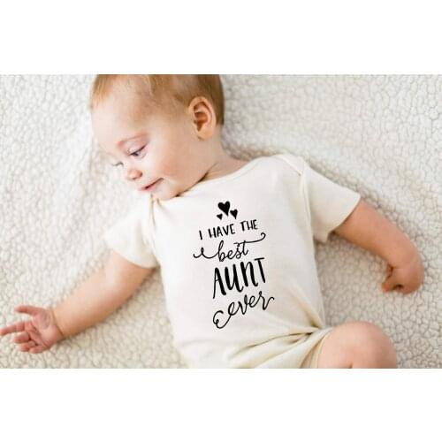 2019 Newborn Infant Baby Girls Boys Body Best Aunt Print Short Sleeve White Cotton Summer Clothes Jumpsuits