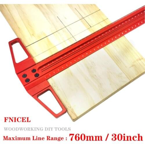 Aluminum Alloy T Ruler Woodworking Crossed-out Scribing Hole Drawing Line Marking Gauge Glass Special Drawing Advertising Ruler