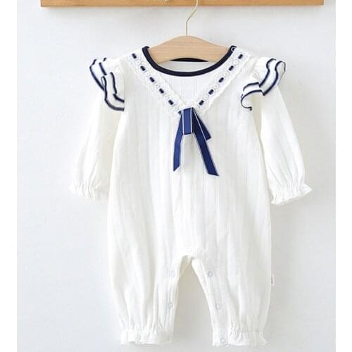 New 2021 Spring Baby Girl Long Sleeve Rompers Kids Baby Girl Jumpsuit Kids Baby Girl Pure Color Rompers Newborn Clothes Clothes