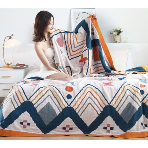 Nordic geometric leisure blanket cotton gauze fresh cool quilt sofa towel soft blanket and throws bed spread Breathable sheets