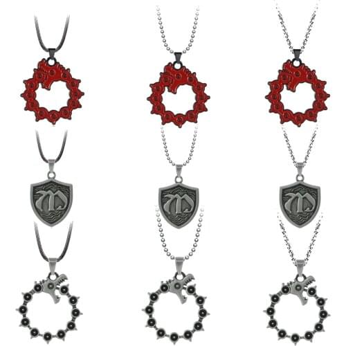 The Seven Deadly Sins Necklaces Meliodas Dragon Tatoos Shield Pendant Metal Chain Nanatsu No Taizai Choker For Men Cosplay Props